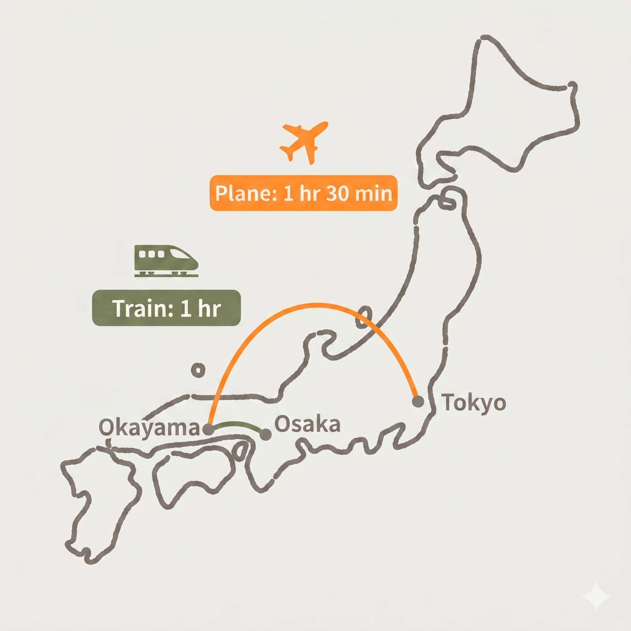 Map of Japan showing Okayama